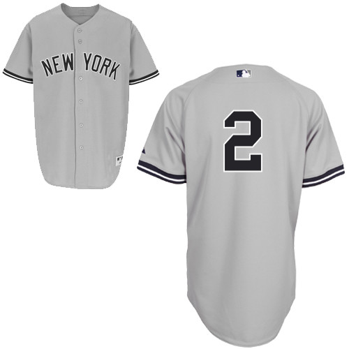 Derek Jeter #2 MLB Jersey-New York Yankees Men's Authentic Road Gray Baseball Jersey - Click Image to Close